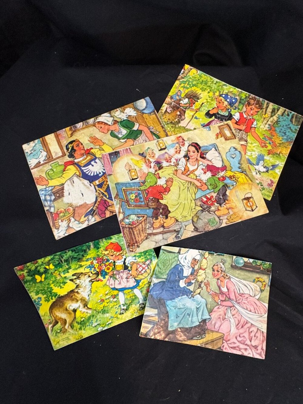 VTG 1950s Fairy Tale Paper Puzzle Lot Decor